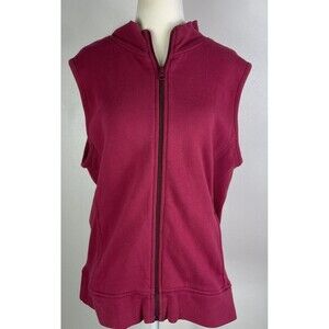 Vintage LL Bean Womens Full Zip Vest Large Pima Cotton Hiking Outdoors Cozy Y2K